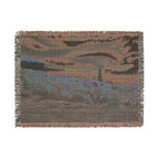 Lighthouse Coastal Woven Blanket — Nautical Throw for Living Room, Beach House & Gift