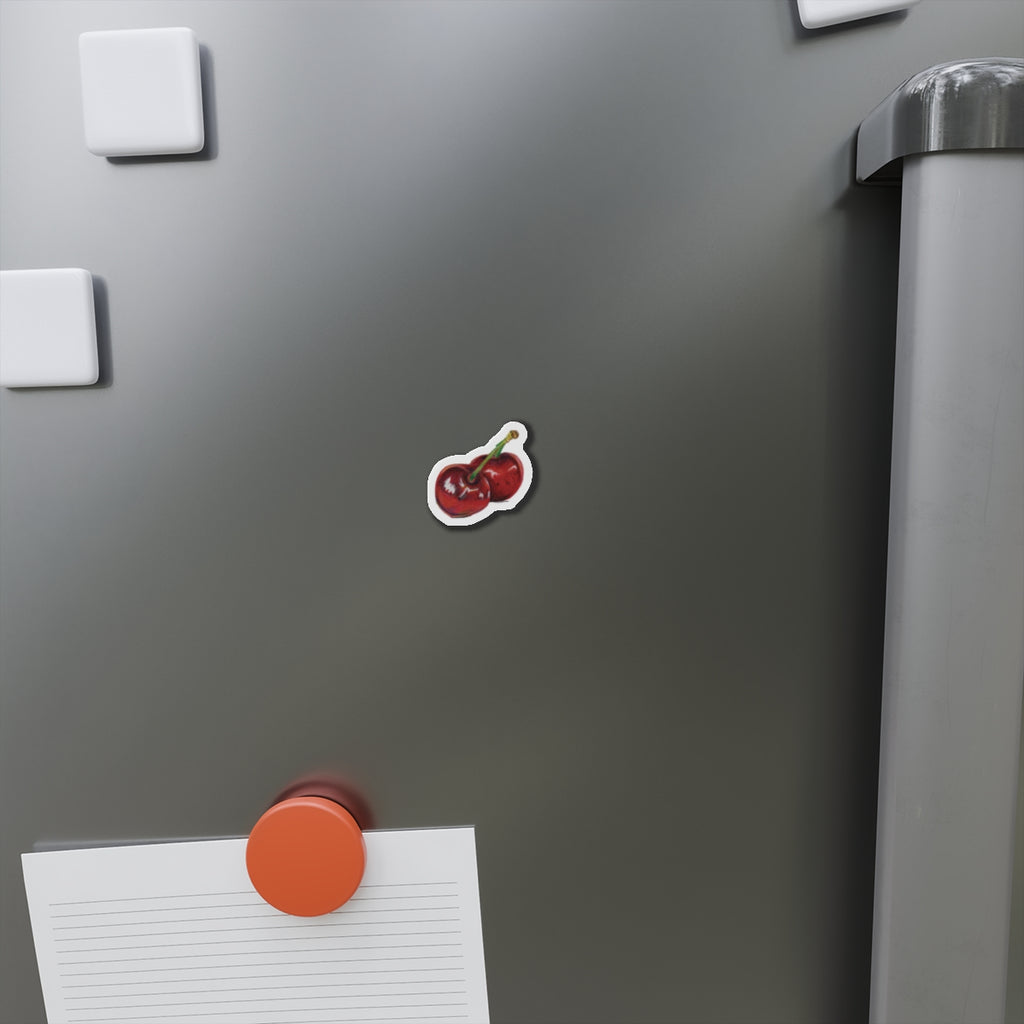 Cherry Die-Cut Magnet — Retro Fruit Refrigerator Magnet