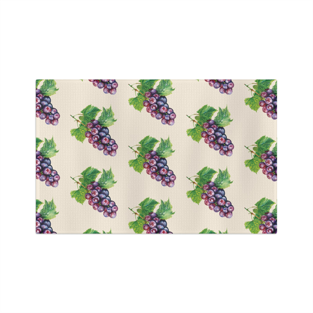Microfiber Hand Drawn Grape Pattern Tea Towel — Vintage Vineyard Kitchen Towels