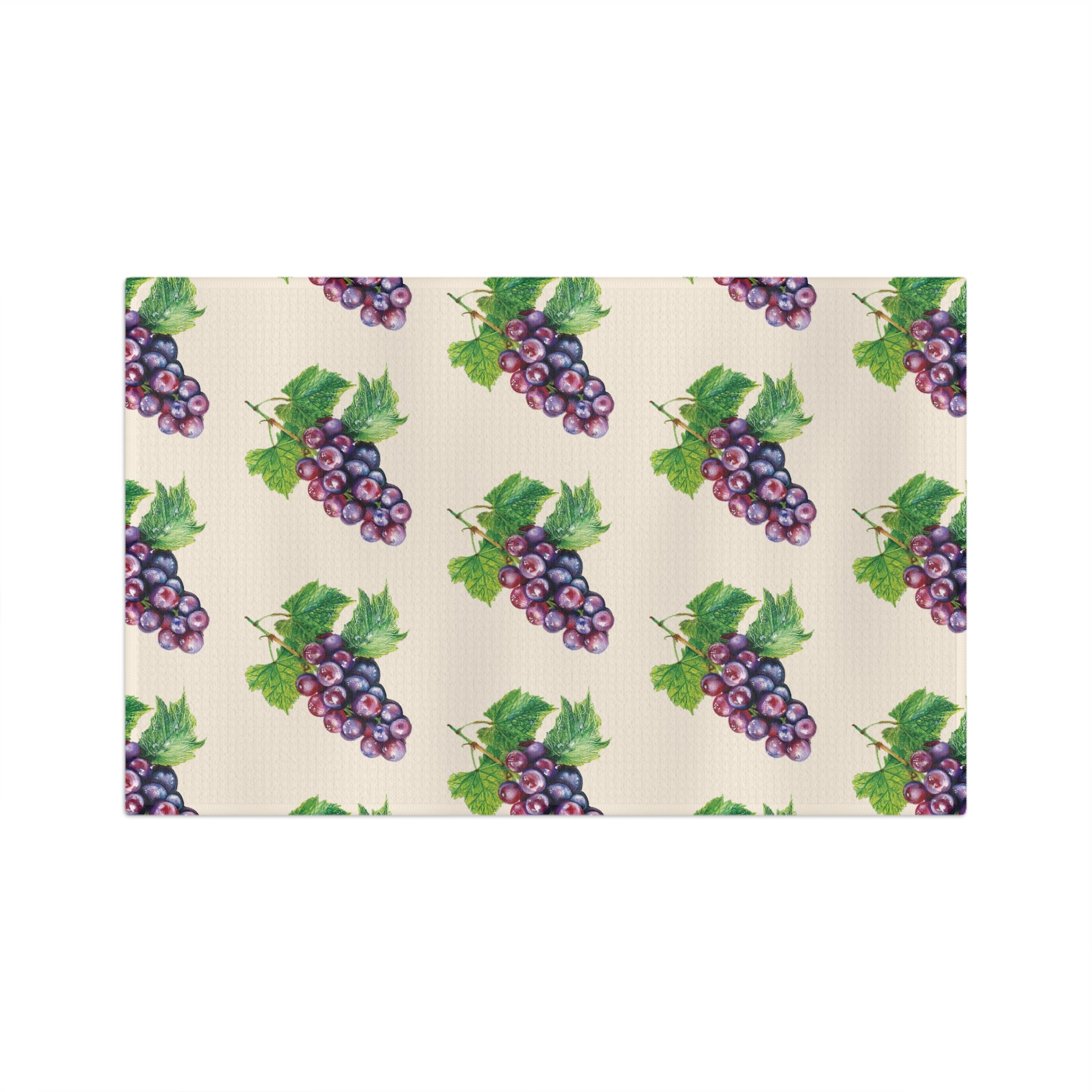 Microfiber Hand Drawn Grape Pattern Tea Towel — Vintage Vineyard Kitchen Towels