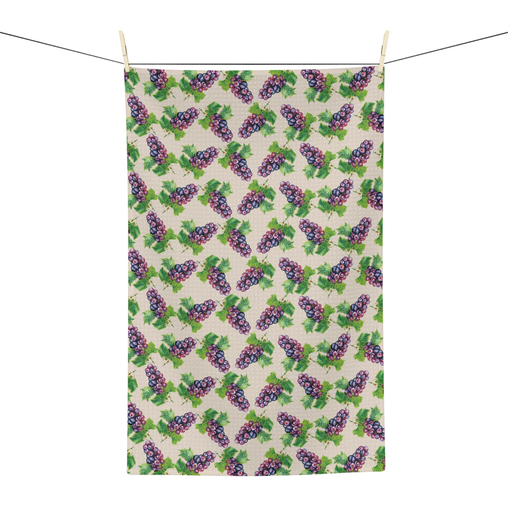 Microfiber Grape Pattern Tea Towel — Vintage Vineyard Kitchen Towels