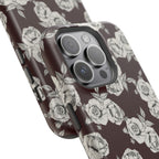 Rose Pattern Magnetic Impact-Resistant Phone Case — Burgundy Floral Protective Cover