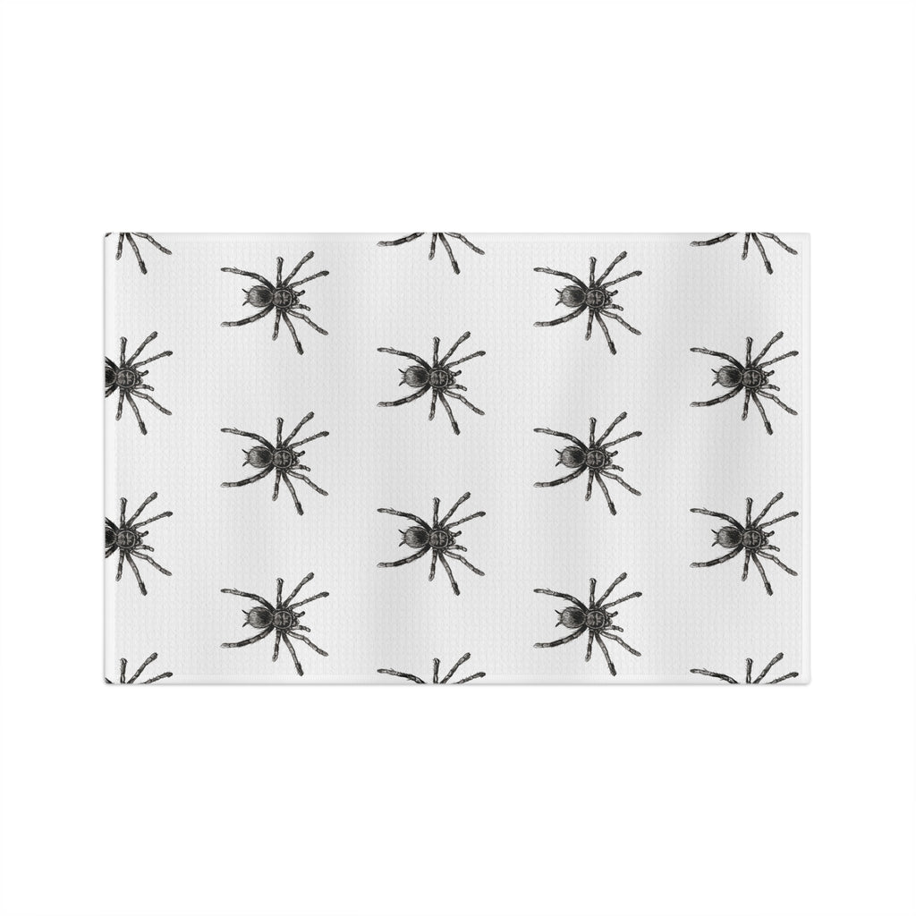 Spider Pattern Tea Towel — Black Arachnid Microfiber Kitchen Towel