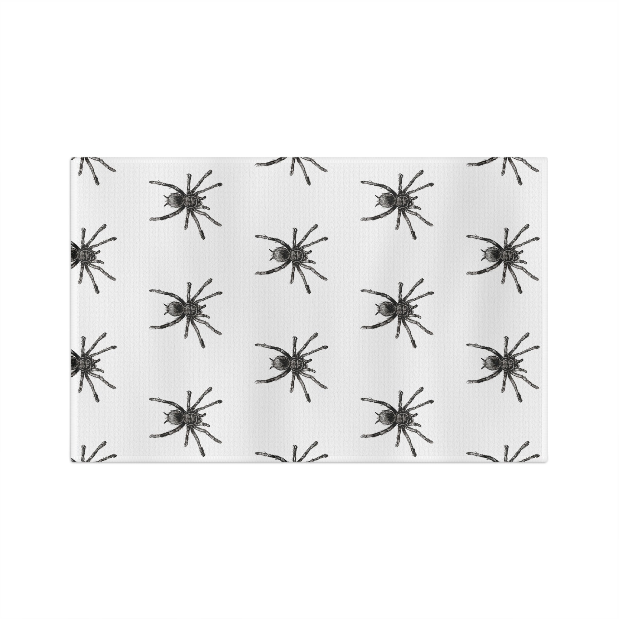 Spider Pattern Tea Towel — Black Arachnid Microfiber Kitchen Towel