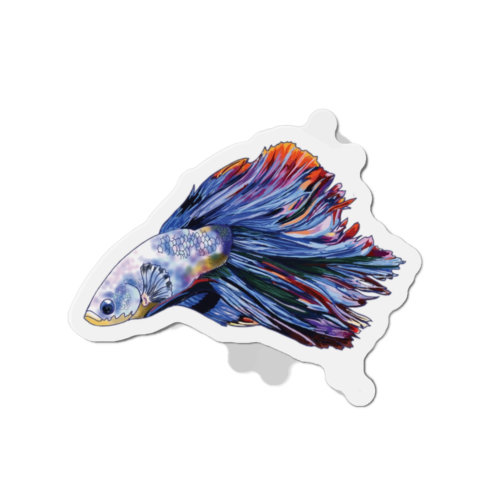 Betta Fish Die-Cut Magnet — Colorful Siamese Fighting Fish Refrigerator Magnet