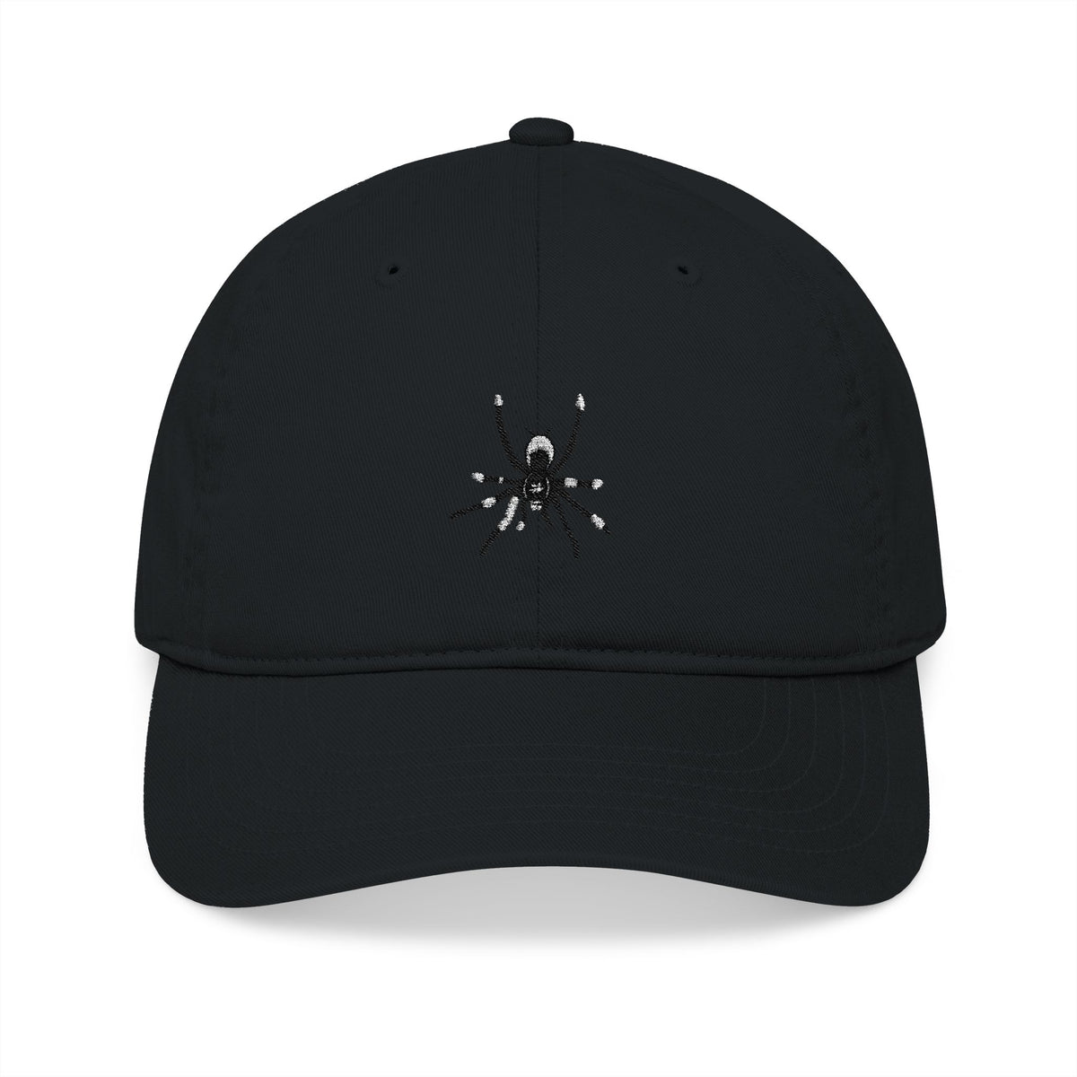 Embroidered Spider Organic Baseball Cap – Minimal Gothic Dad Hat