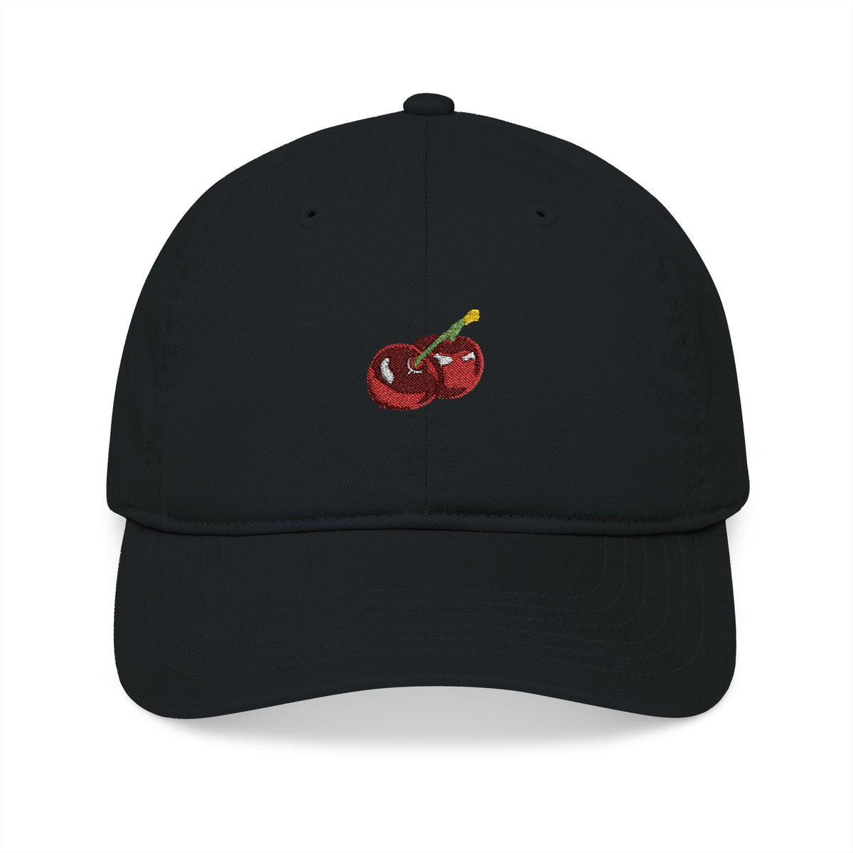 Embroidered Cherry Baseball Cap — Organic Cotton Dad Hat