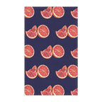 Cotton Twill Hand Drawn Grapefruit Pattern Tea Towel — Citrus Kitchen Towel (Navy Background)
