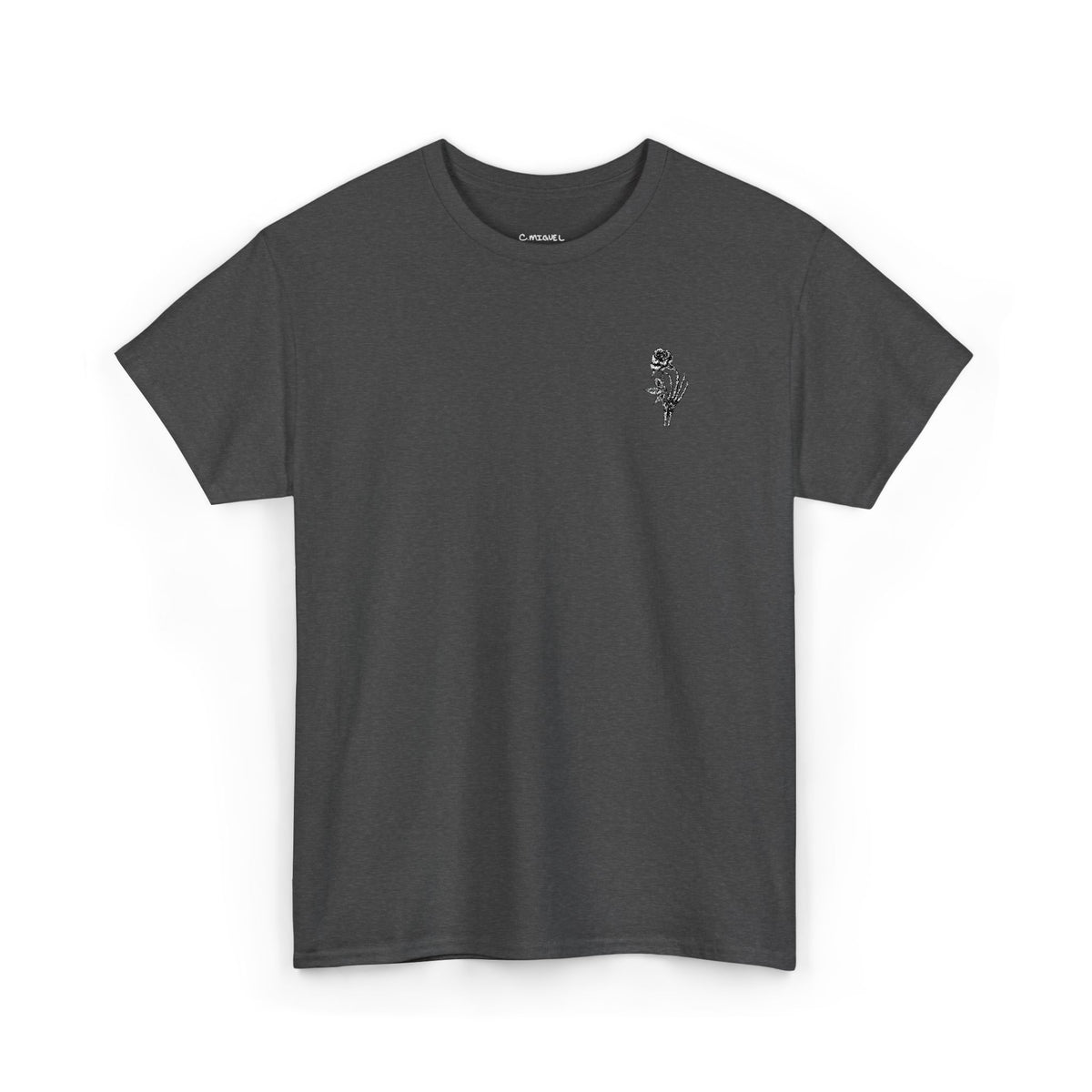 Skeleton Rose Pocket Tee — Cotton T‑Shirt
