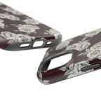 Rose Pattern Magnetic Impact-Resistant Phone Case — Burgundy Floral Protective Cover