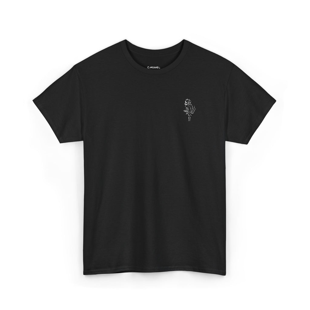 Skeleton Rose Pocket Tee — Cotton T‑Shirt