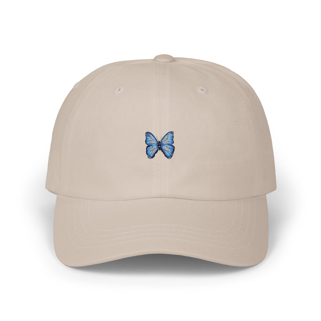 Butterfly Embroidered Dad Cap — Minimal Blue Butterfly Baseball Hat