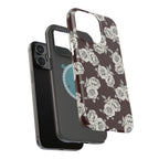 Rose Pattern Magnetic Impact-Resistant Phone Case — Burgundy Floral Protective Cover