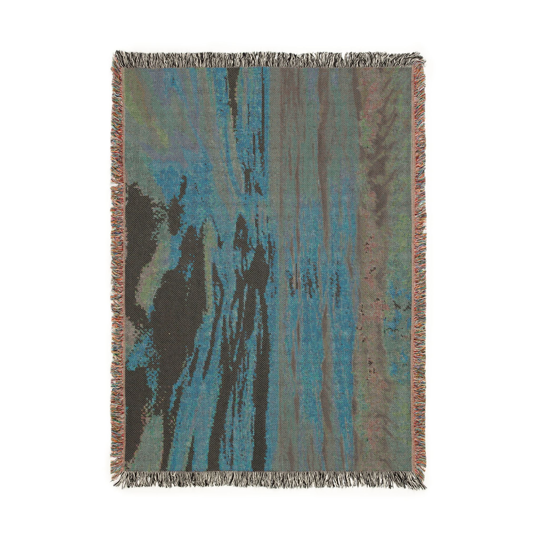 Sunset Seascape Woven Blanket — Coastal Throw with Beach Horizon Design