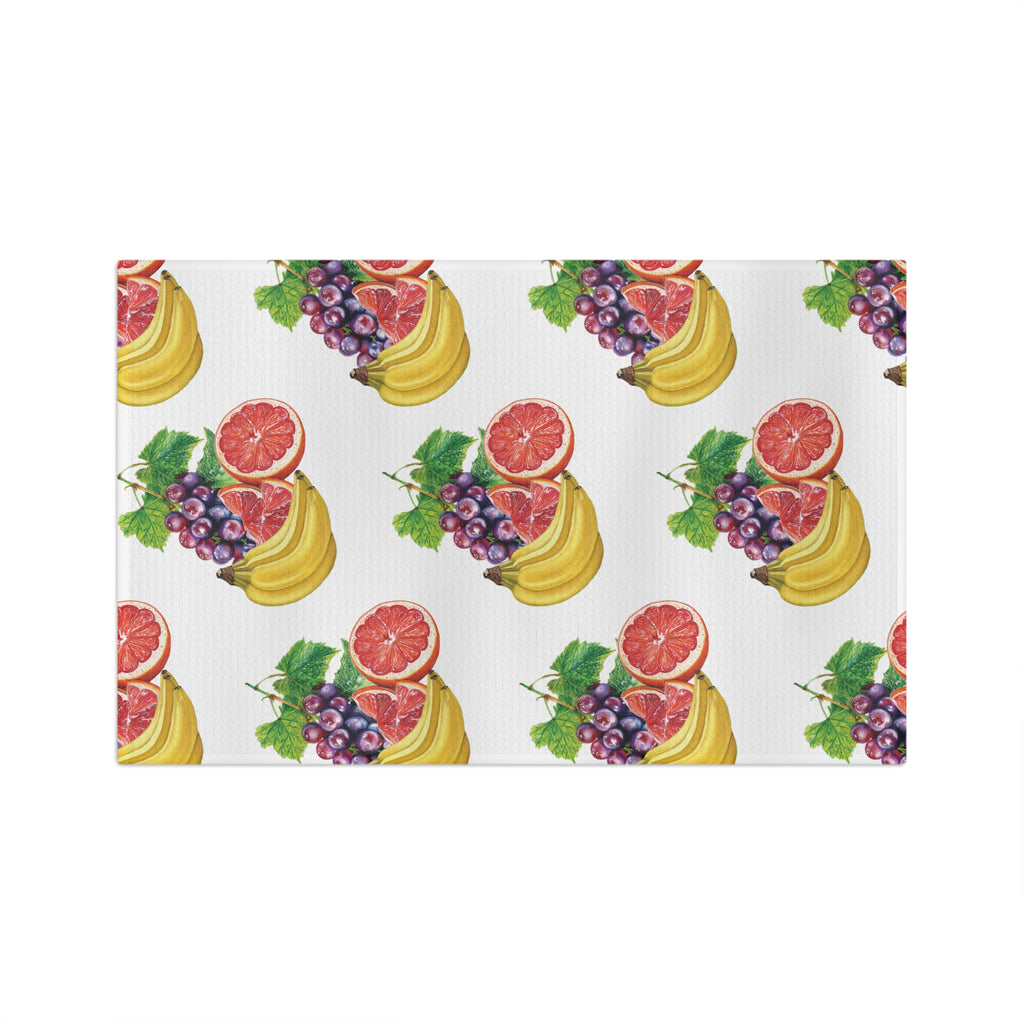 Fruit Pattern Microfiber Tea Towel — Grapefruit, Banana & Grape Kitchen Towel