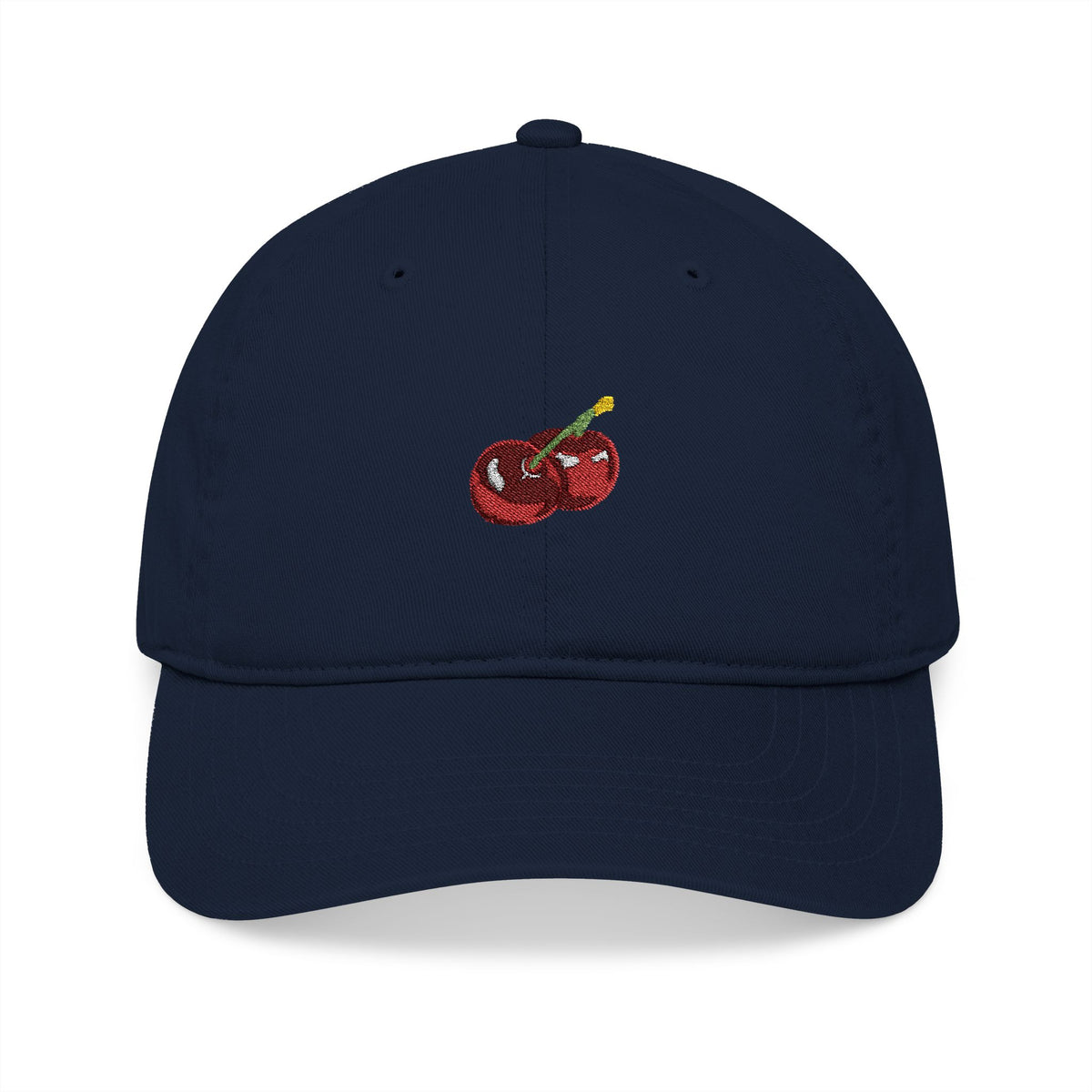 Embroidered Cherry Baseball Cap — Organic Cotton Dad Hat