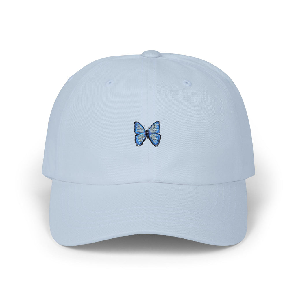 Butterfly Embroidered Dad Cap — Minimal Blue Butterfly Baseball Hat