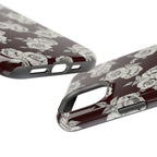 Rose Pattern Magnetic Impact-Resistant Phone Case — Burgundy Floral Protective Cover