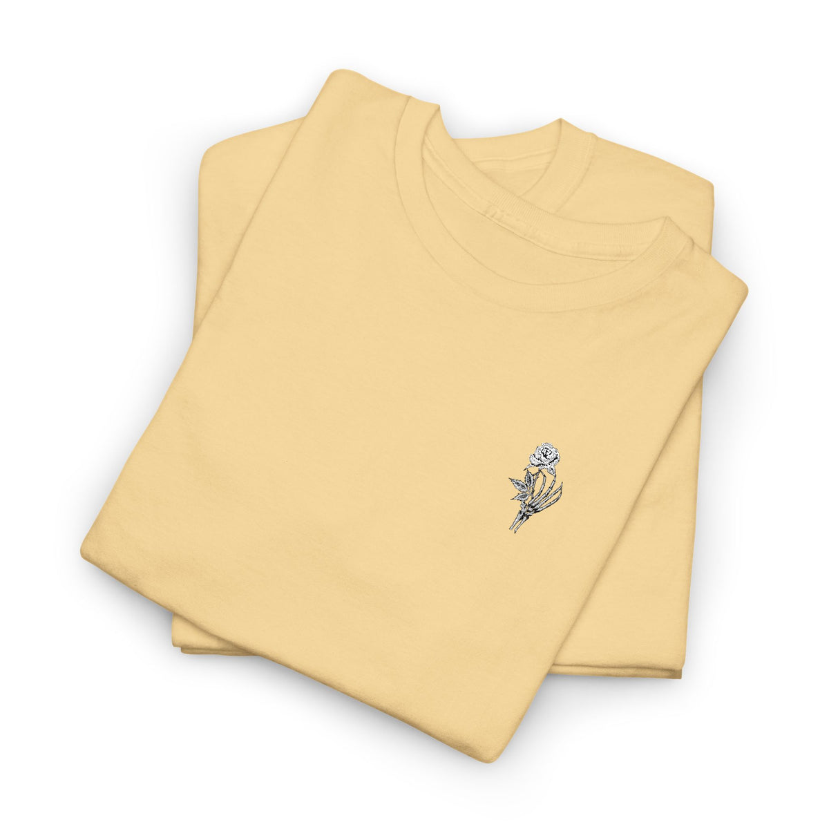 Skeleton Rose Pocket Tee — Cotton T‑Shirt