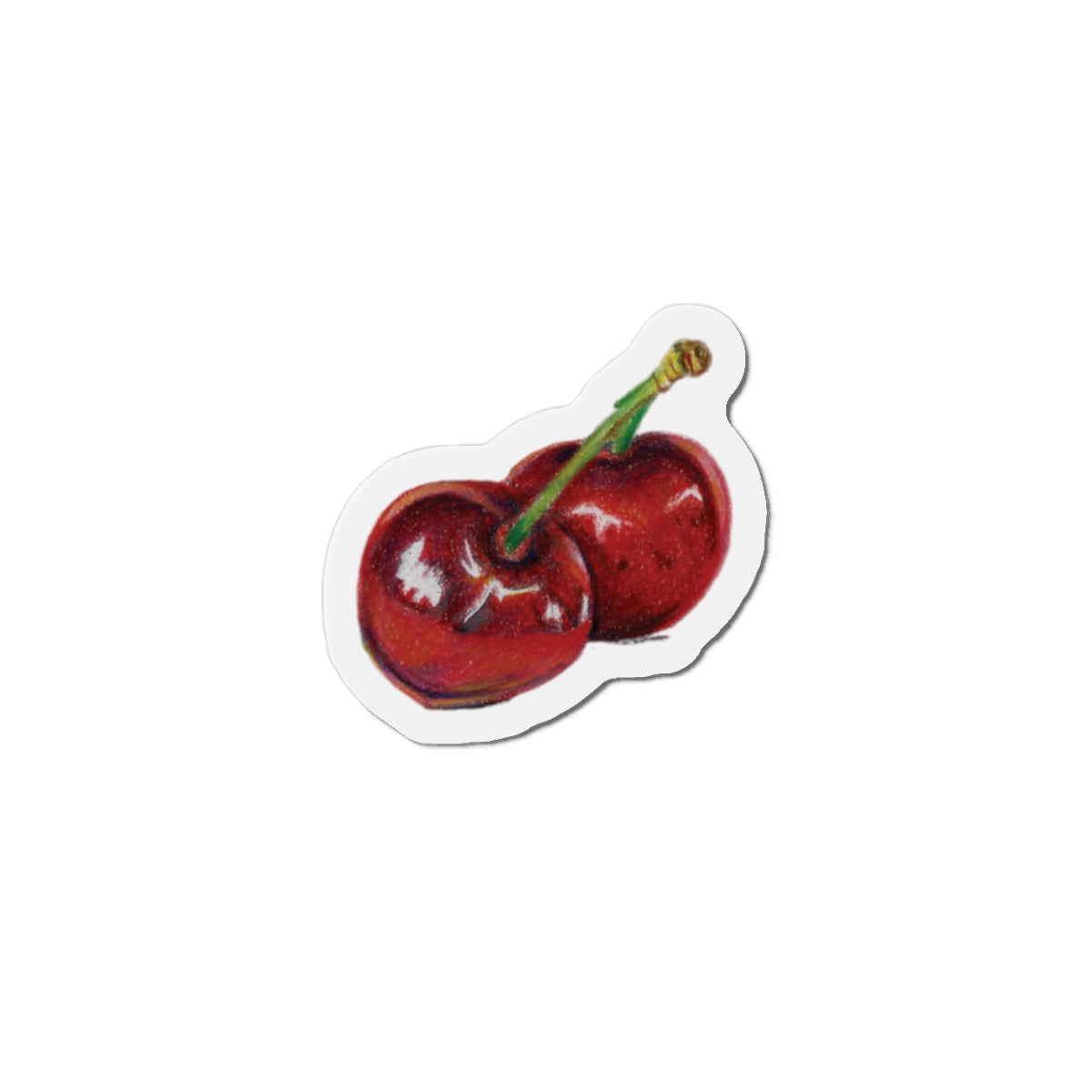Cherry Die-Cut Magnet — Retro Fruit Refrigerator Magnet