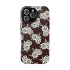 Rose Pattern Magnetic Impact-Resistant Phone Case — Burgundy Floral Protective Cover