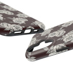 Rose Pattern Magnetic Impact-Resistant Phone Case — Burgundy Floral Protective Cover