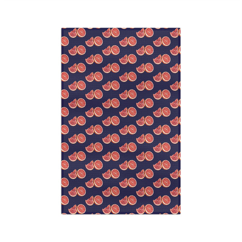 Absorbent Grapefruit Pattern Microfiber Tea Towel — Citrus Kitchen Towel (Navy Background)