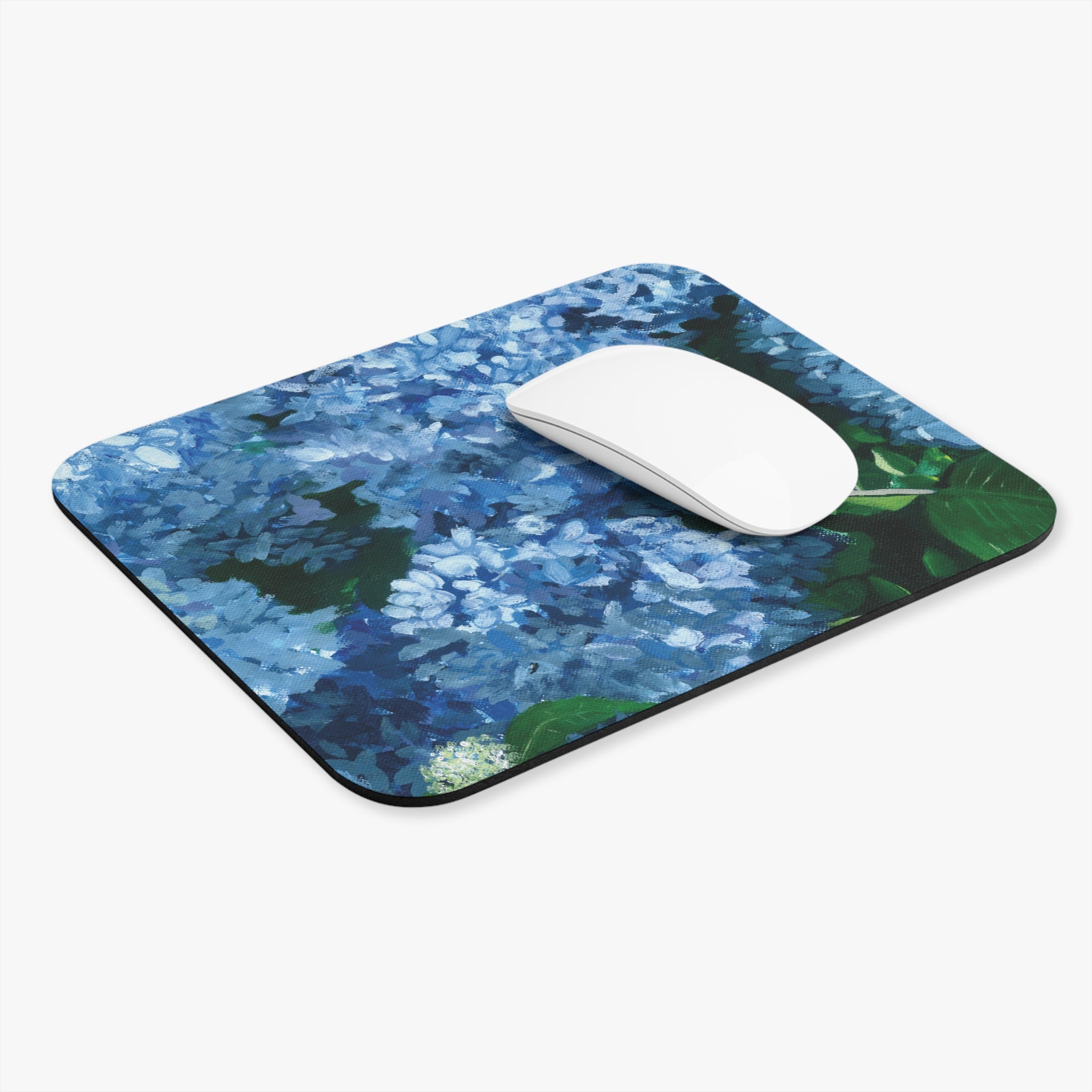 Blue Hydrangea Mouse Pad — Floral Desk Mousepad for Home Office