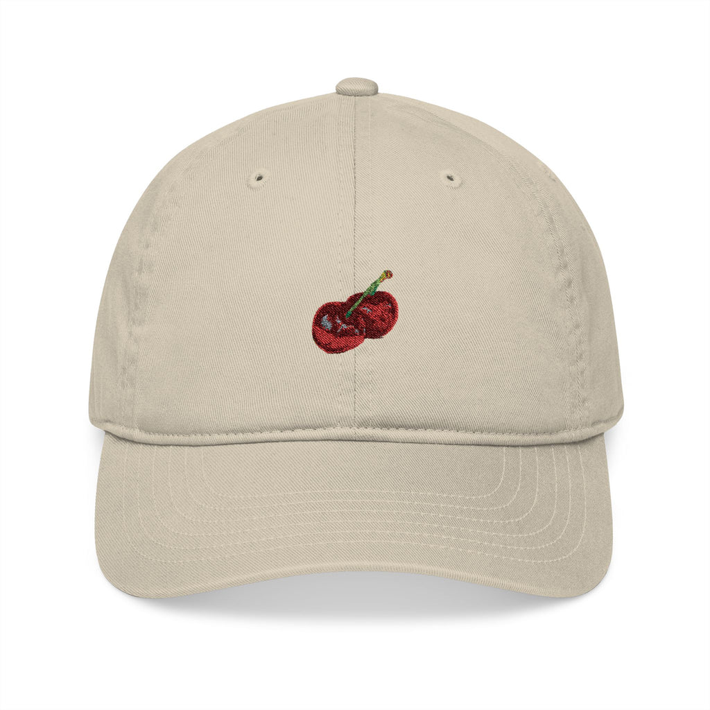 Embroidered Cherry Baseball Cap — Organic Cotton Dad Hat