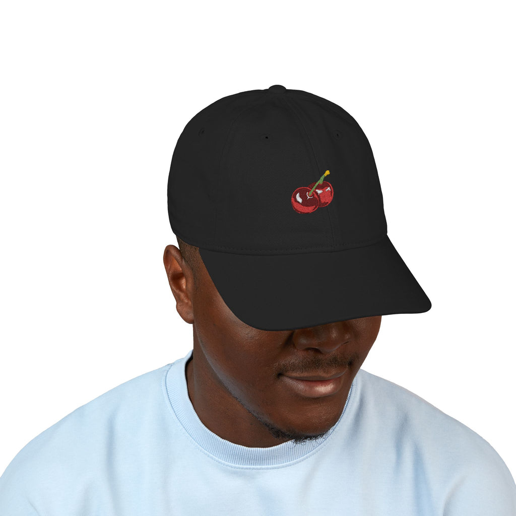 Embroidered Cherry Baseball Cap — Organic Cotton Dad Hat