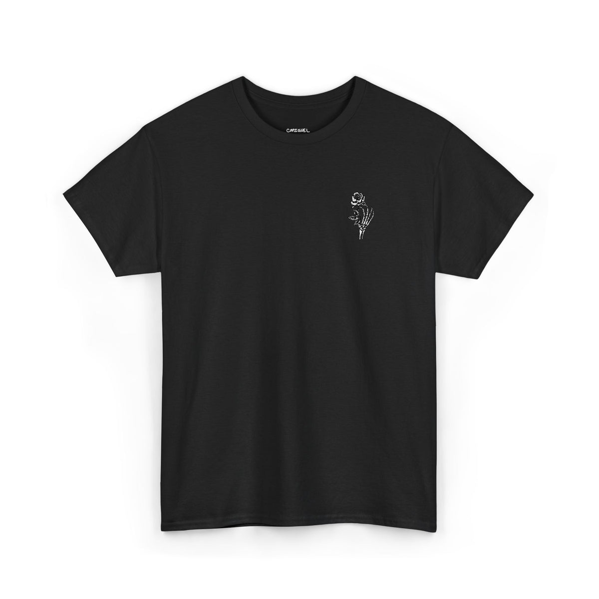 Skeleton Rose Pocket Tee — Cotton T‑Shirt