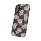 Rose Pattern Magnetic Impact-Resistant Phone Case — Burgundy Floral Protective Cover