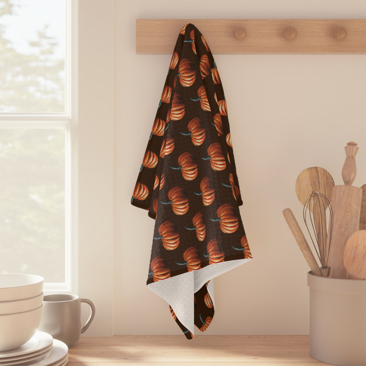 Absorbent Autumn Pumpkin Pattern Microfiber Tea Towel