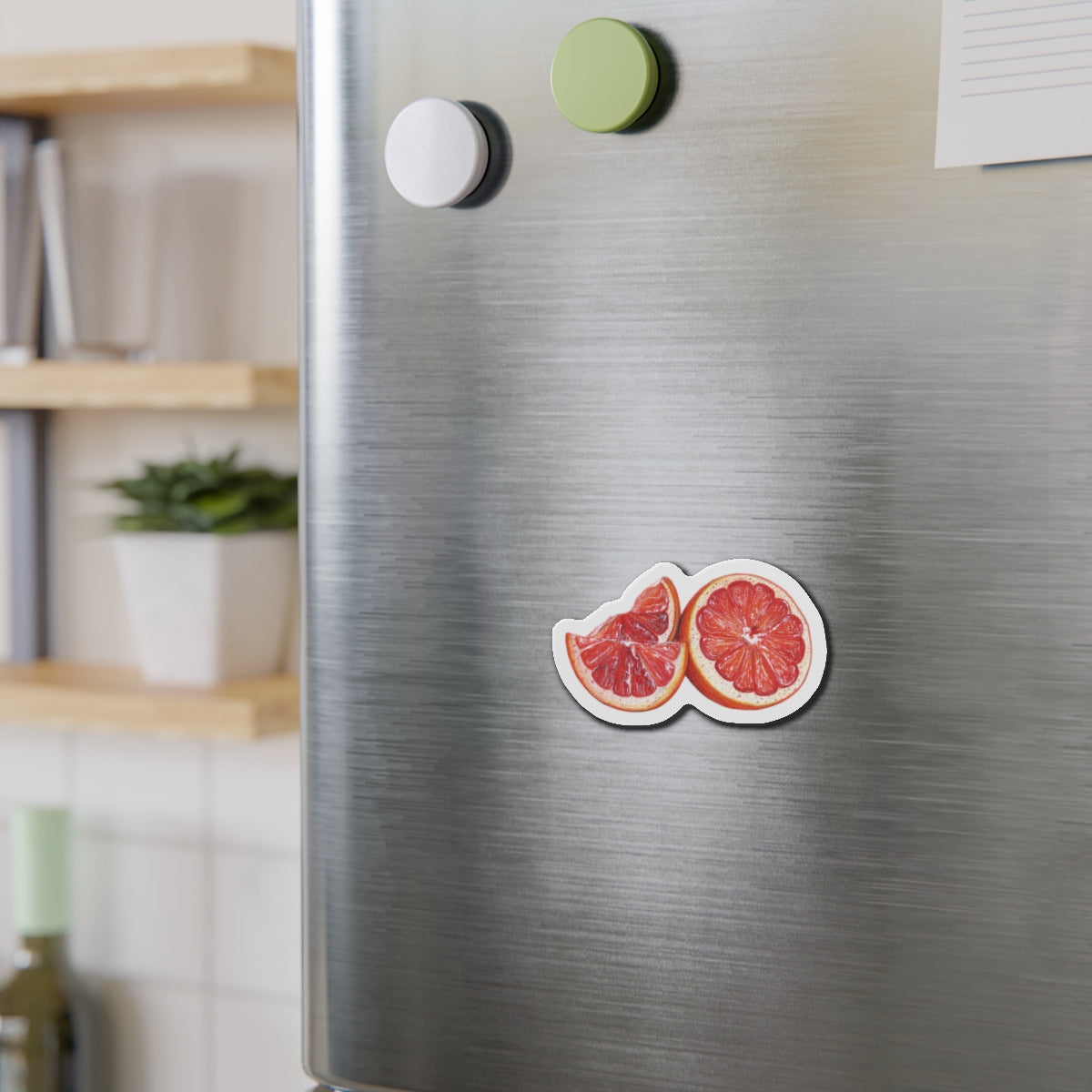 Grapefruit Slice Die-Cut Magnet — Colorful Citrus Refrigerator Decor