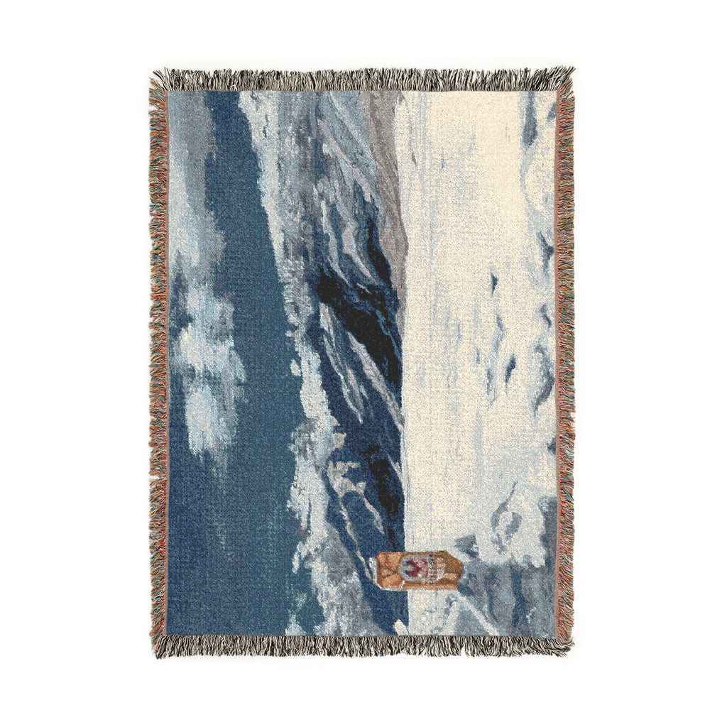 Scenic Mountain Snow Woven Blanket — Cozy Cabin Throw