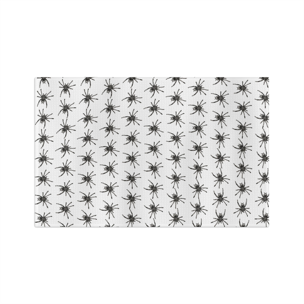 Absorbent Spider Pattern Tea Towel — Black Arachnid Microfiber Kitchen Towel