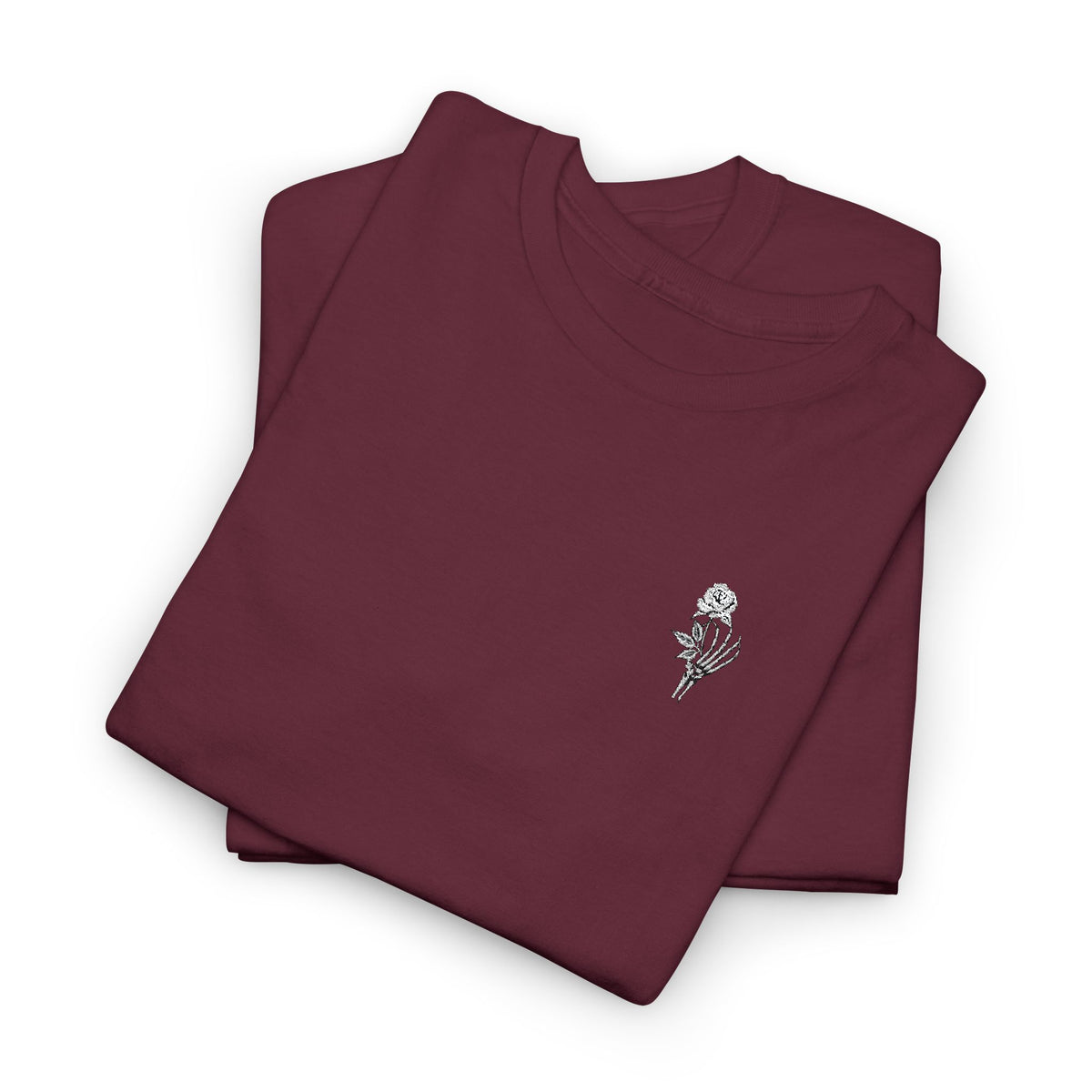 Skeleton Rose Pocket Tee — Cotton T‑Shirt