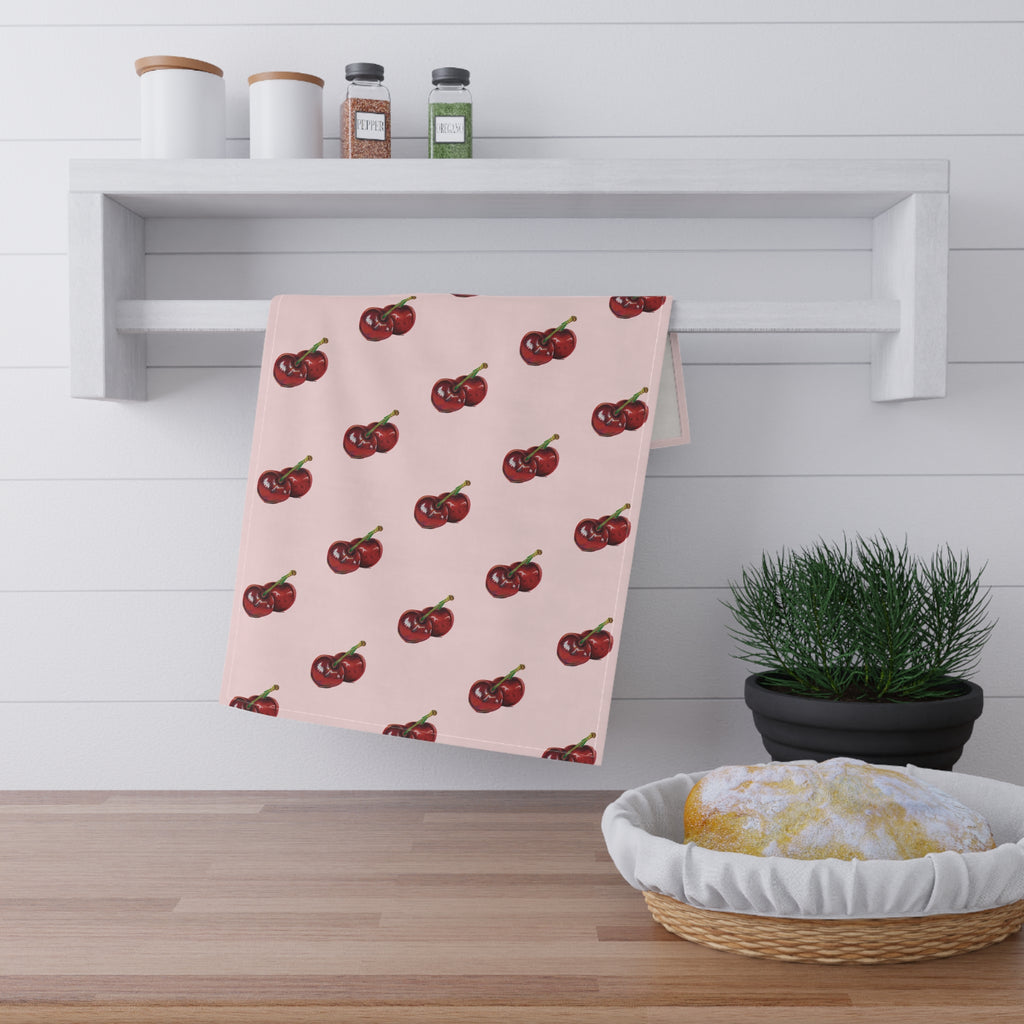 Cotton Twill Hand Drawn Grape Pattern Tea Towel — Vintage Vineyard Kitchen Towels