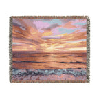 Sunset Seascape Woven Blanket — Coastal Throw with Beach Horizon Design