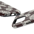 Rose Pattern Magnetic Impact-Resistant Phone Case — Burgundy Floral Protective Cover