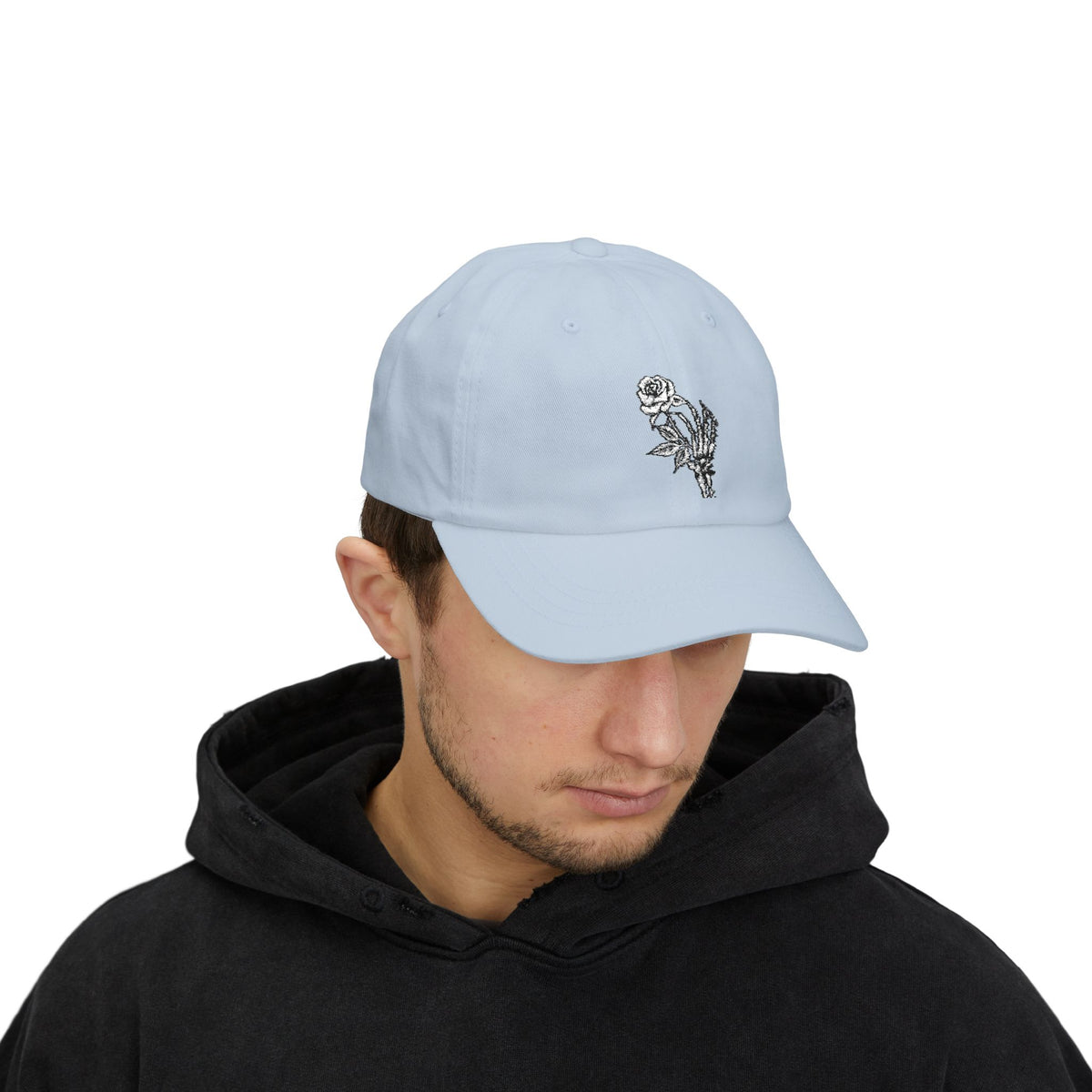 Embroidered Single Rose Dad Cap – Minimal Floral Baseball Hat