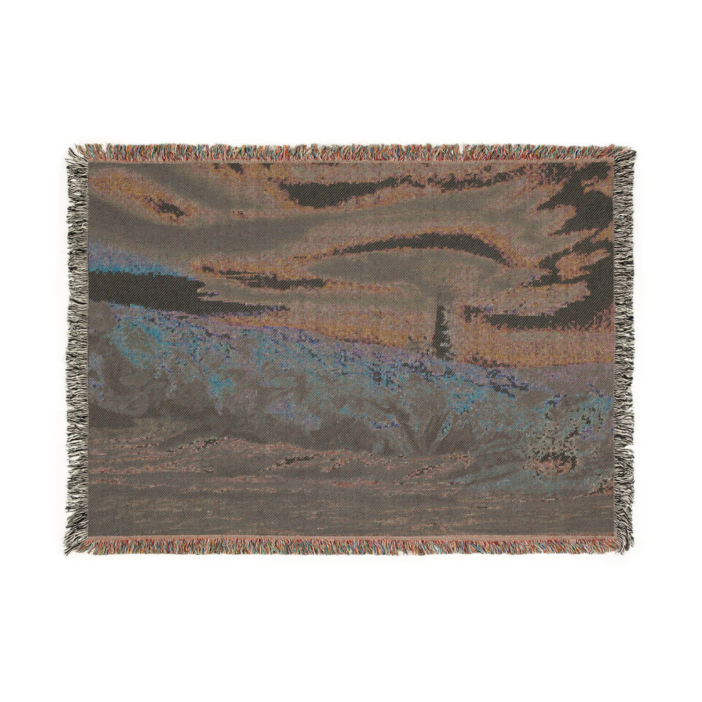 Lighthouse Coastal Woven Blanket — Nautical Throw for Living Room, Beach House & Gift