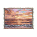 Sunset Seascape Woven Blanket — Coastal Throw with Beach Horizon Design