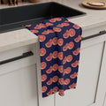 Absorbent Grapefruit Pattern Microfiber Tea Towel — Citrus Kitchen Towel (Navy Background)