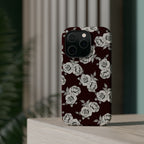 Rose Pattern Magnetic Impact-Resistant Phone Case — Burgundy Floral Protective Cover