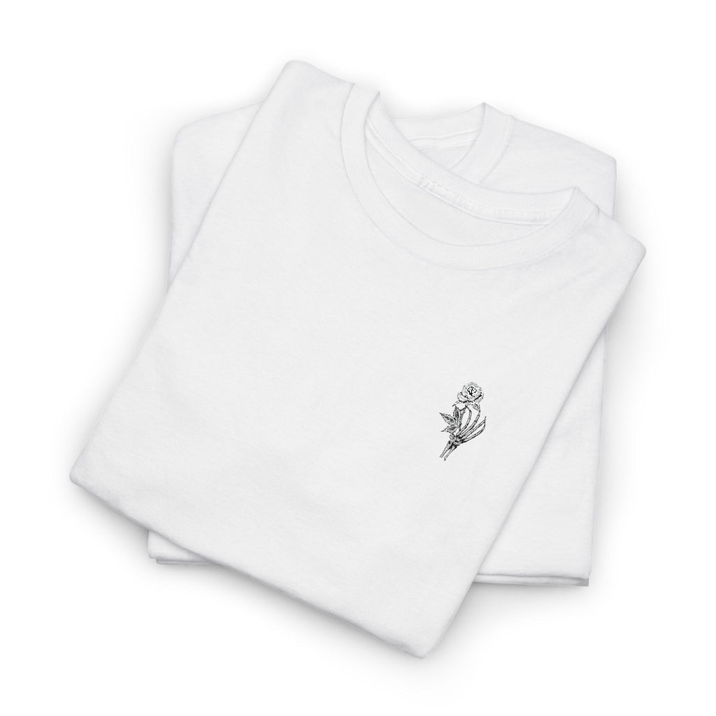 Skeleton Rose Pocket Tee — Cotton T‑Shirt