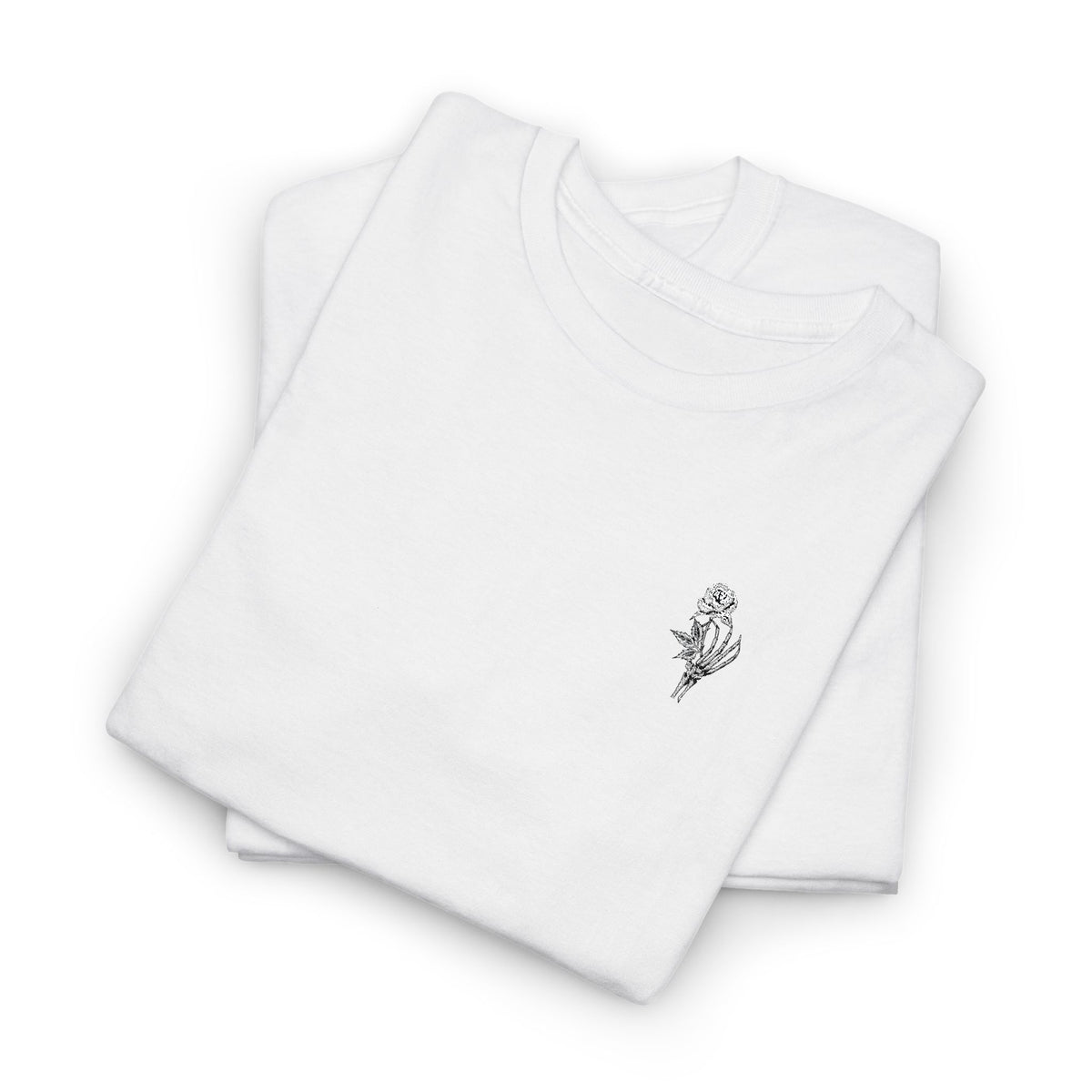 Skeleton Rose Pocket Tee — Cotton T‑Shirt