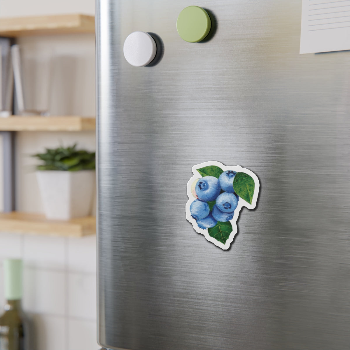 Blueberry Die-Cut Magnet — Watercolor Fruit Refrigerator Magnet