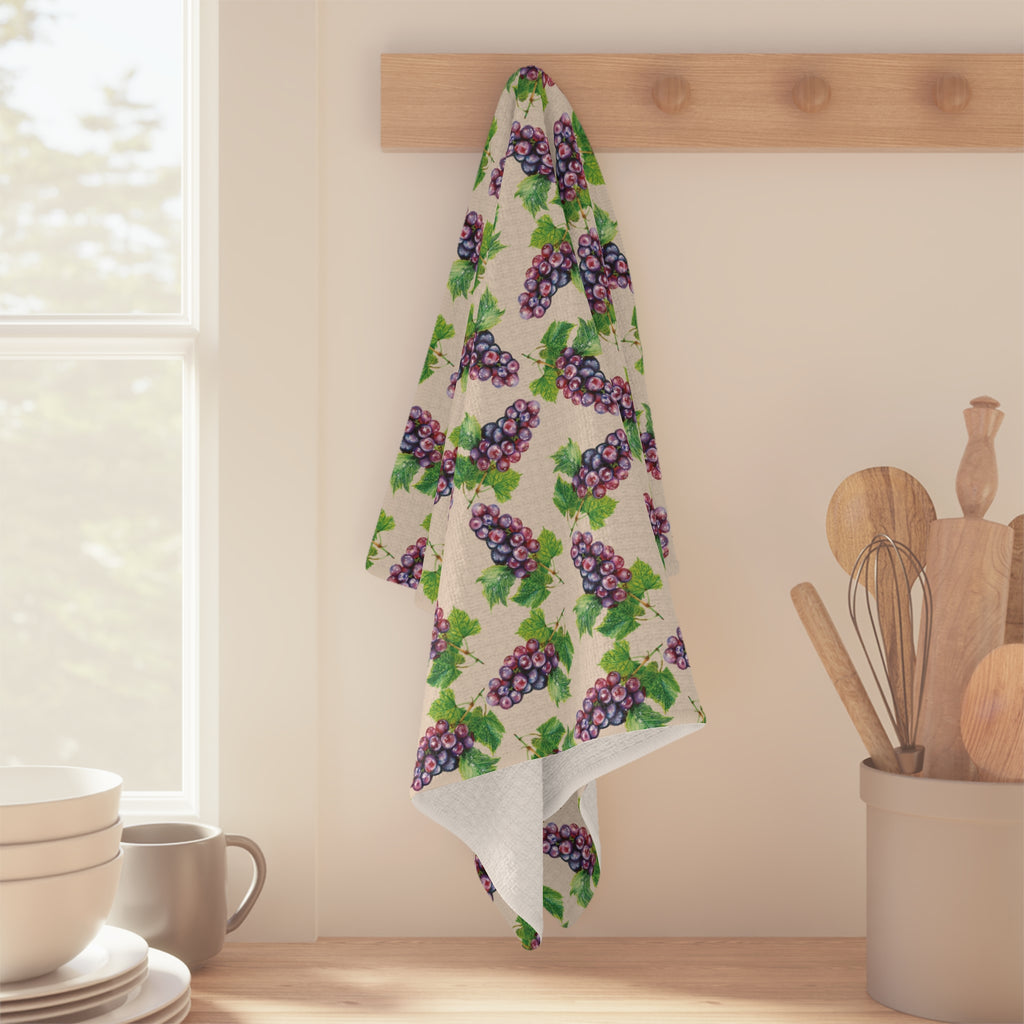 Microfiber Grape Pattern Tea Towel — Vintage Vineyard Kitchen Towels
