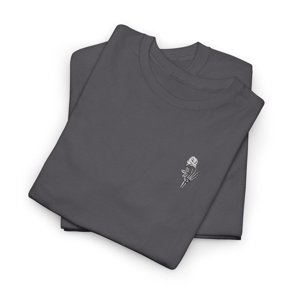 Skeleton Rose Pocket Tee — Cotton T‑Shirt